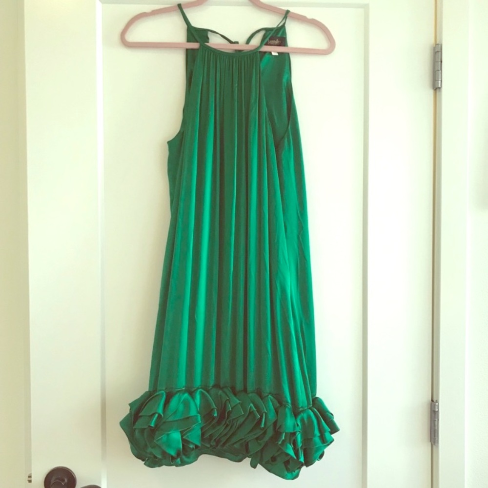 Laundry Shelli Segal Green Silk Cocktail Dress 6